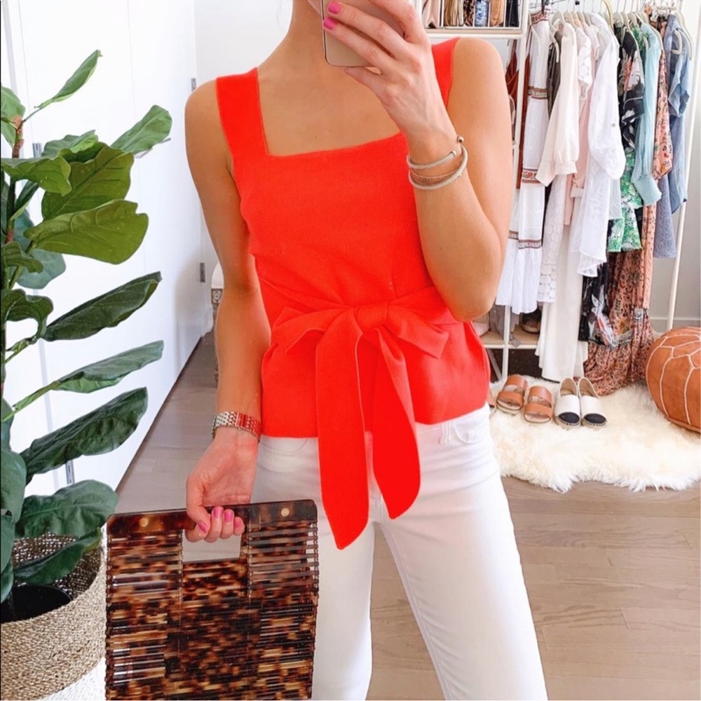 By Anthropologie Harlow Knit Tank Top Neon Tie Wrap Size XL